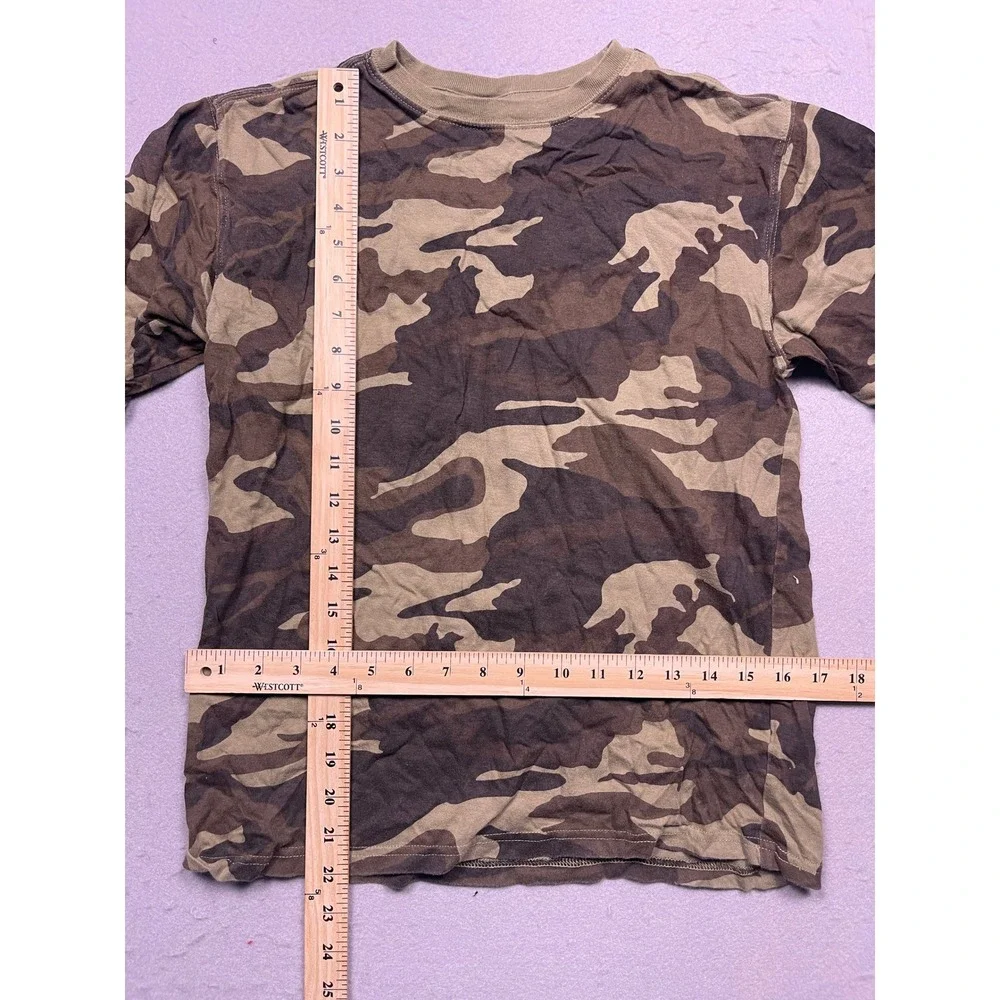 Faded Glory T-Shirt 100% Cotton Camouflage Green Brown XL 14-16 Boys